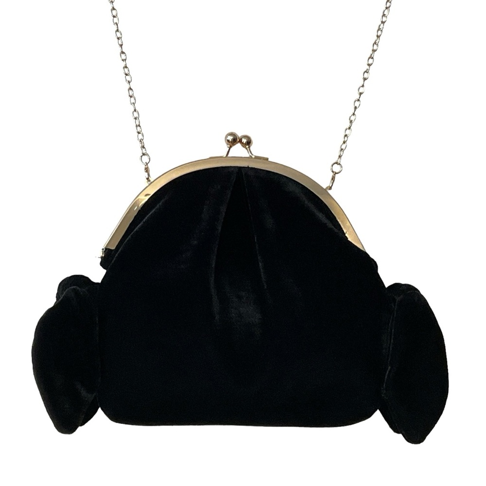 UNBRANDED Bag sz Medium Crossbody Convertible Clutch Kiss Clasp Side Bows Black